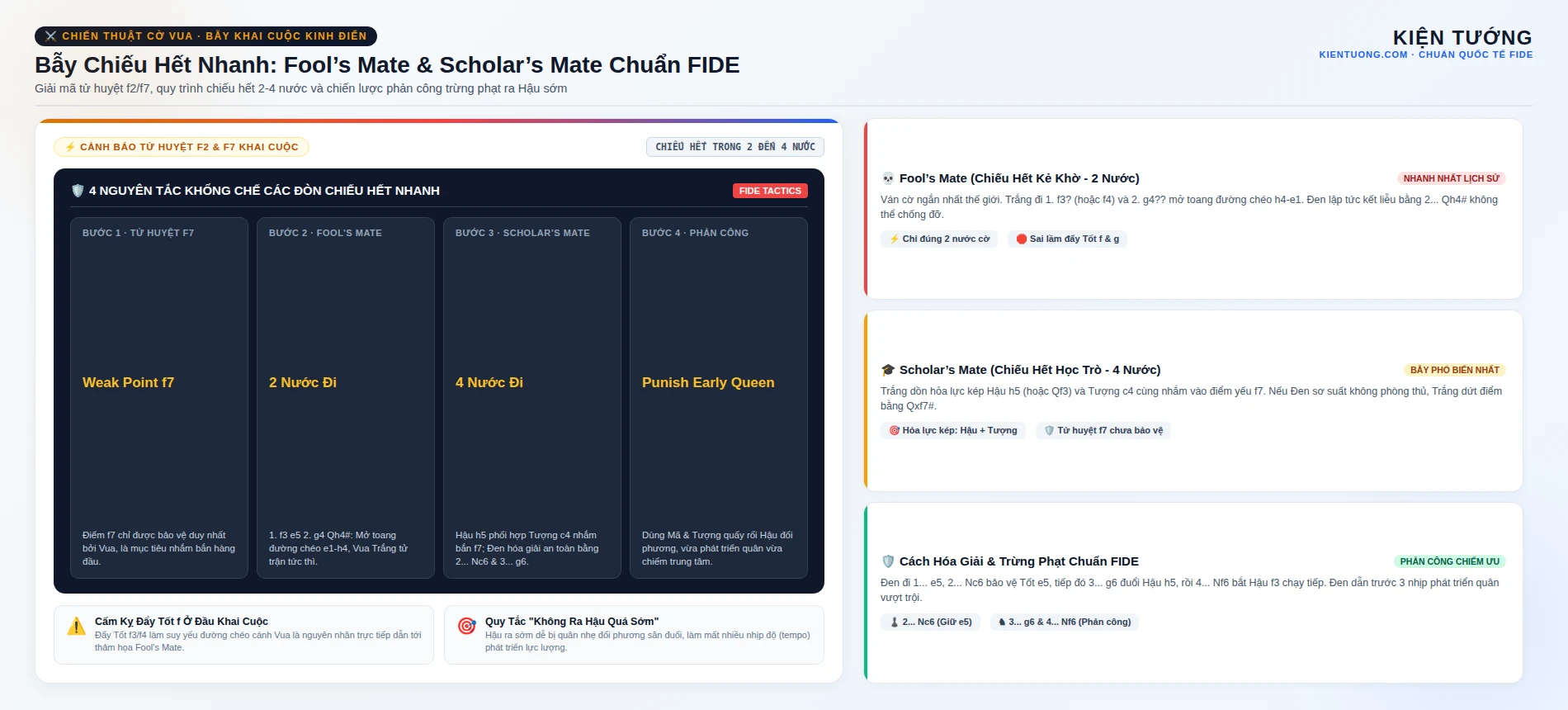 Bẫy Chiếu Hết Nhanh: Fool’s Mate & Scholar’s Mate Và Cách Khống Chế Chuẩn FIDE